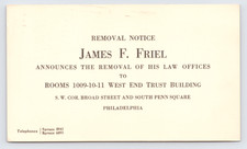 1923 James F Friel Postal Card Philadelphia PA West End Trust Law Office Move picture