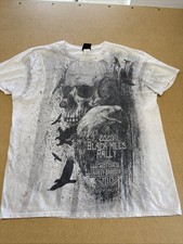 Harley-Davidson Vintage Mens Short Sleeve T-Shirt XL White Skull Eagle Cotton picture