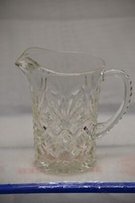 VINTAGE CLEAR CUT GLASS PITCHER WITH UCE BLOCK 5