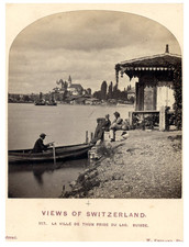 William England, Suisse Thun taken from the Lake Vintage Albumen Print 1860 Album Print picture