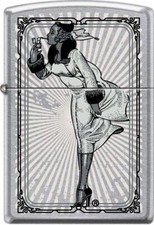 Zippo Iconic Vintage Windy Girl on Poster Street Chrome Custom Lighter NEW L@@K picture