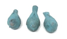 Set of 3 Small Bird Figurines,Turquoise Patina Made of Resin, 4.5