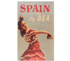 Original Spain Fly BEA Poster from 1960s Airline Travel Flamenco Dancer picture
