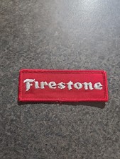 VTG FIRESTONE Logo EMBROIDERED IRON ON  PATCH .NOS. 1 3/8 X 3 3/4 In  picture