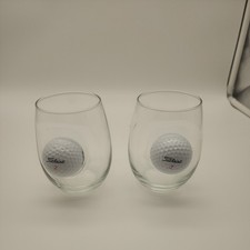 Two Benshot 11 OZ Rocks Glass Titleist 2 & 3 Golf Balls Handmade Etched Wimmer picture
