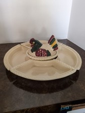 Vintage Poppytrail Green Rooster Lazy Susan By Metlox picture