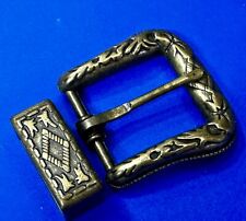 Ranger Style Swirl Design Replacement Vintage Western Belt Buckle and Keeper picture