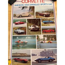 Vintage 1975 Corvette Star Spangled Sports Car Poster Man Cave Garage 25x38 picture