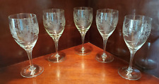 VINTAGE HANDBLOWN AND BEAUTIFULLY HANDCUT CLEAR WINE GLASSES - SET OF (5) picture