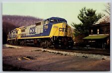 Postcard CSX 7733 Two New GE C40-8W Locomotives Westbound Mance PA 1991 B43 picture