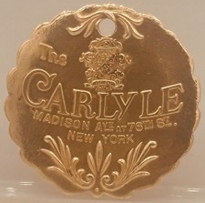 The Carlyle Hotel Madison Ave at 76th St. New York Room Key Fob F. G. Clover Co. picture