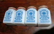 The Spice Chest Milk Glass Jars (4) - The Frank Tea & Spice Co. S&P,Ginger,Clove picture