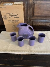 Vintage Fiesta Ware 60th Anniversary Purple Lilac Pitcher & 4 Tumblers 1996 New picture