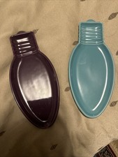 Fiesta Homer Laughlin Christmas Light Bulb Shape Plate . A Set Two 10 .5 Inches picture