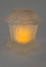 Vintage Homco Frosted Clear Satin Glass Geometric Pagoda Fairy Lamp picture