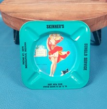 VTG Skinners Sunglo Service Station Tin Litho Pinup Girl Ashtray Indy picture