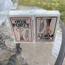 Vintage You know you're OVER FORTY when 2 SEALED DECKS BELGIUM Playing Cards NOS picture