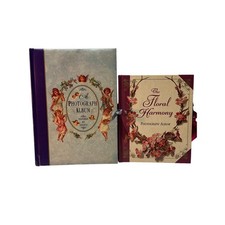 2 Vintage Victorian Photo Album Scrapbook Angels Floral Harmony Hardcover Ribbon picture