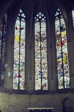 c1960's Agfachrome 35mm Slide, Stained Glass Windows, Gothic Church Interior picture
