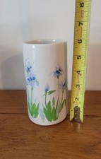 McCoy Pottery Vase, White with Blue Iris design.  picture