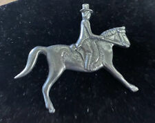 Vintage signed AXCESS PEWTER England Englishman Horse Love Equestrian Brooch Pin picture