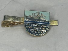 Vintage USS Doyen Pacific Theatre 1943-46 7 Battle Stars Bar Tie Clip picture