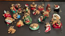 Lot of 24 Danbury Mint Pugs & Kisses Christmas Ornaments picture