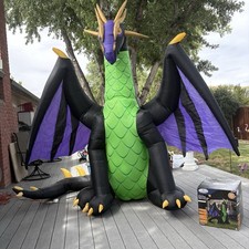 Animated Inflatable 8.9 ft Projection Fire & Ice Red Eyed Dragon Gemmy Halloween picture