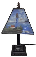 Nice Vintage Nautical Lighthouse Lamp Light Tiffany Style  picture