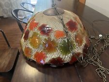 Vtg 60's MCM Chunky Lucite Earthtone Colors  Rock Candy Swag Hanging Lamp Large picture