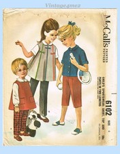 1960s Vintage McCalls Sewing Pattern 6102 Cute Uncut Girls Top & Pants Size 6 picture