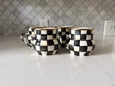 Mackenzie Childs Courtly Check Mugs, Set Of 4 🖤 picture