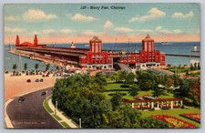 Navy Pier Chicago Illinois Vintage Linen Postcard c.1941 picture