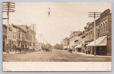 Oregon, Illinois RPPC c.1905 Street Scene Horses Wagons People Signs Lights UDB picture