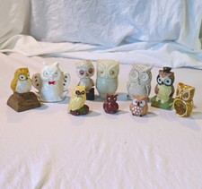  Lot 10 Vintage Owl Figurines Enesco Wise Owls Shakers Retro Kitsch Fall Decor  picture
