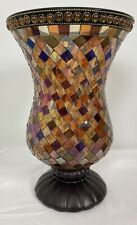 Party Lite Global Fusion 12” Tall Hurricane Mosaic Glass Candle Holder picture