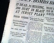 HERCULES POWDER COMPANY Kenvil NJ New Jersey EXPLOSION Disaster 1940 Newspaper picture