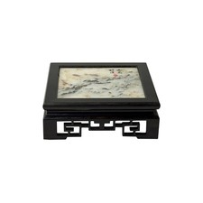 Square Dream Stone Inlaid Dark Brown Openwork Frame Display Stand GB792 picture