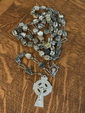 Vintage Irish Connemara Marble Rosary 25 Inches Long picture