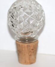 Vintage Pressed Glass Decanter Bottle Stopper ONLY Clear with Cork 3 2/16