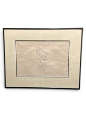 1937 Disney Snow White Sneezy Original Animation Pencil Drawing Framed COA picture