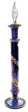 Vtg Hand Blown Glass Amethyst Hand Painted Empty Perfume Bottle Stick Dauber picture