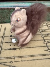 Vintage Flocked Squirrel Figurine Made In Japan picture