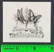 Vintage Butterflies Reading Book Ex Libris Paper Bookplate Label Card picture