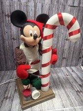 Santa's Best Animated Mickey Mouse Painting Candy Cane Works W/ Box 1996 VTG picture
