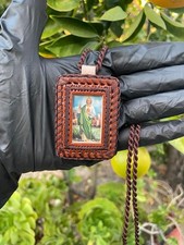 Religious/Scapular Escapulario San Judas -Brown / Cafe Vaqueta Cowhide picture
