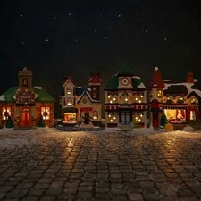 Vtg QVC Christmas Village Set Lighted Victorian School Bakery Porcelain READ picture
