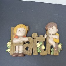 Vintage Children Wall Plaque Faith Girl Boy KITSCH Homco Hubbell by Burwood NEW picture