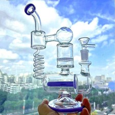 Purple Recycler rig Coil Honeycomb Multiple pipes bong Glass Water Smoking 14mm picture