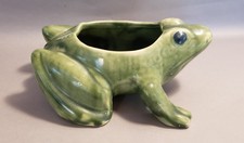 Vintage Green Brush McCoy Art Pottery Frog Planter 7.5